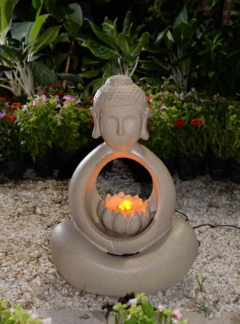 Buddha Clay Art, Buddha Water Fountain, Buddha Fountain, Buddha Garden, Garden Water Fountains, Buddha Artwork, Pot Art, Indoor Water Fountains, Indoor Waterfall