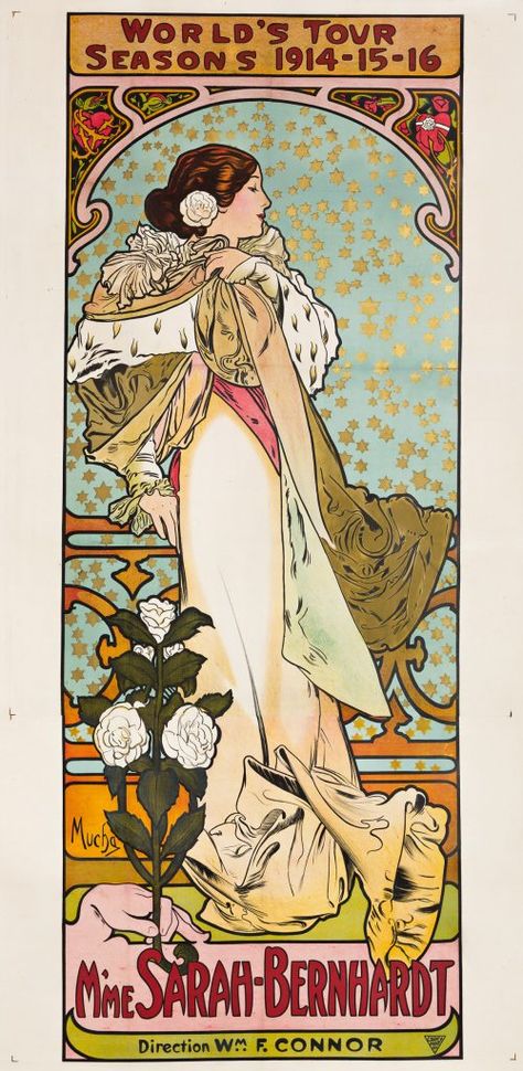 Sarah Bernhardt, Mucha's Muse - Swann Galleries News Bicycle Pictures, Maritime Painting, Sarah Bernhardt, Alphonse Mucha Art, Art Nouveau Poster, Ski Posters, Art Deco Poster, Tour Posters, Alphonse Mucha