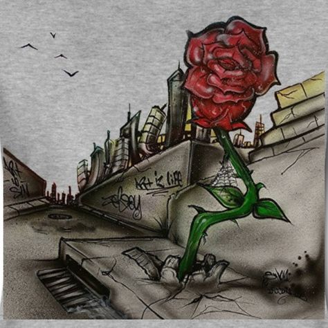 Rose Growing From Concrete Drawing, Rose That Grew From Concrete Art, The Rose That Grew From Concrete Tattoo, Rose Growing From Concrete, Sketch Rose, Rose Growing, Concrete Rose, Concrete Painting, Aesthetic Drawings