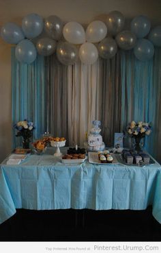 Baby Shower- Balloons & Streamers Backdrop! Saving all the pink and purple ballons from my sons bday for this Sonogram Picture Centerpiece, Streamer Backdrop, Christening Ideas, Idee Babyshower, Duck Baby, Birthday Stuff, בר מצווה, Blue Elephant, Shower Bebe