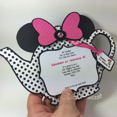 Minnie Mouse Tea Party Birthday Invitations!! Cute, cute, cute!!! #dianarcreations #invitation #invitations #minniemouse #minniemouseinvitations #handmade #handmadeinvitations #handmadeinvitation #minniemouseinvitation #minniemouseinvites #teapartytheme #teaparty #teapot #invitacionespersonalizadas #invites #invite #papercraft #papergoods #minniemouseteaparty #minniemouseteapartyinvitations Minnie Tea Party, Minnie Tea Party Birthday, Minnie Mouse Tea Party Birthday, Minnie Mouse Tea Party, Tea Party Birthday Invitations, Mouse Tea Party, Daisy Duck Birthday, Invitation Minnie Mouse, Kids Invitation