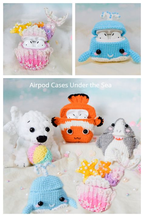 Crochet Airpods, Ear Pods, Crochet Mobile, Crochet Case, Airpod Cases, Crochet Octopus, Pouch Tutorial, Diy Magazine, Beginner Crochet Projects