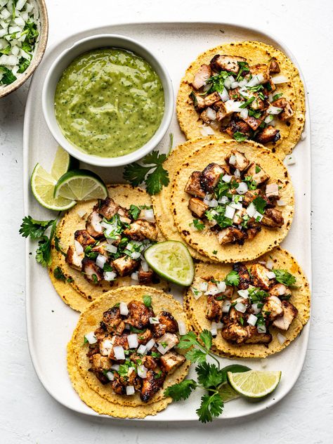 Chicken Street Tacos - Sandra Valvassori Street Tacos Recipe Chicken, Street Tacos Chicken, Chicken Bits, Chicken Street Tacos, Street Taco Recipe, Grilled Chicken Tacos, Chicken Taco Recipes, Street Tacos, Grilling Chicken Breast