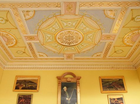 House Ceiling Ideas, Dollhouse Interiors, Robert Adam, Dollhouse Decorating, Mini Ideas, Gallon Of Paint, Dining Room Ceiling, Gold Pen, Ceiling Ideas