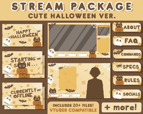 Twitch Overlay Aesthetic, Twitch Package, Twitch Themes, Stream Background, Cottagecore Stream Overlay, Halloween Twitch Overlay, Cozy Twitch Overlay, Cat Twitch Overlay, Stream Overlay Design Vtuber