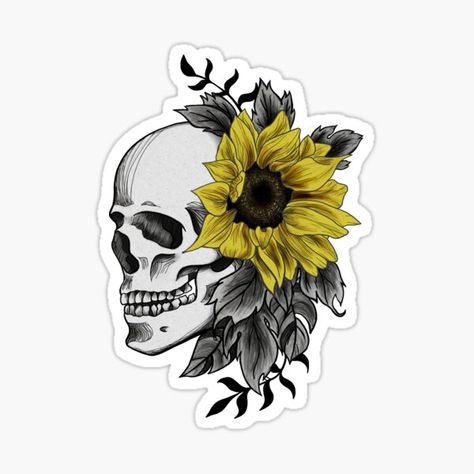 Floral Skull Tattoos, Easy Skull Drawings, Lower Stomach Tattoos, Skull Tattoo Flowers, Sunflower Stencil, Hope Tattoo, Skull Rose Tattoos, Wrist Tattoo Designs, Wrist Tattoo Ideas