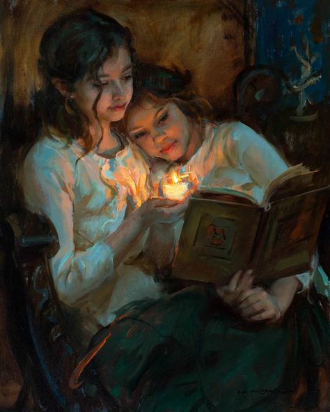 Daniel F Gerhartz, Daniel Gerhartz, Romantic Paintings, Reading Art, American Painting, Oil Painting Portrait, Old Paintings, Romantic Art, American Artists