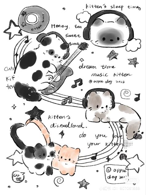 Chat Kawaii, Wallpaper Doodle, 패턴 배경화면, Cute Doodles Drawings, Cute Doodle Art, Mini Drawings, Dessin Adorable, Cute Little Drawings, Cat Wallpaper