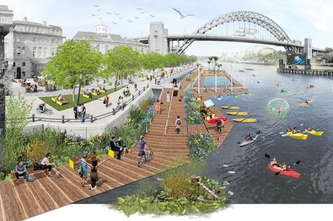 Business improvement district NE1 wants to makes improvements to Newcastle's Quayside a key part of its next five-year plan Global City, Public Realm, Island Park, Urban Park, City Garden, Petersburg Russia, Master Plan, Aberdeen, Landscape Architect