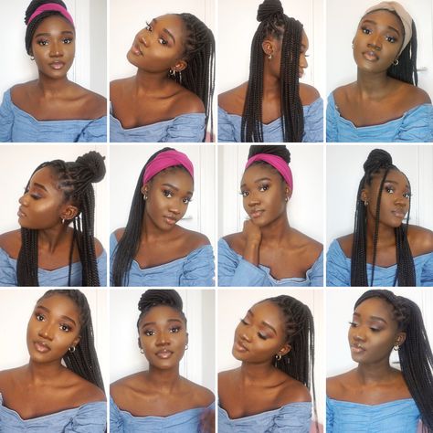 Braid Styles For Knotless Braids, Styles To Put Your Box Braids In, Box Braids Hairstyles For Black Women Updo, Ways To Style Big Box Braids, Box Braids Styling Ways To Wear, Box Braids Hairstyles Half Up Half Down, How To Style Knotless Braids Hairstyles, Half Up Half Down Box Braids Hairstyles, Headband With Knotless Braids