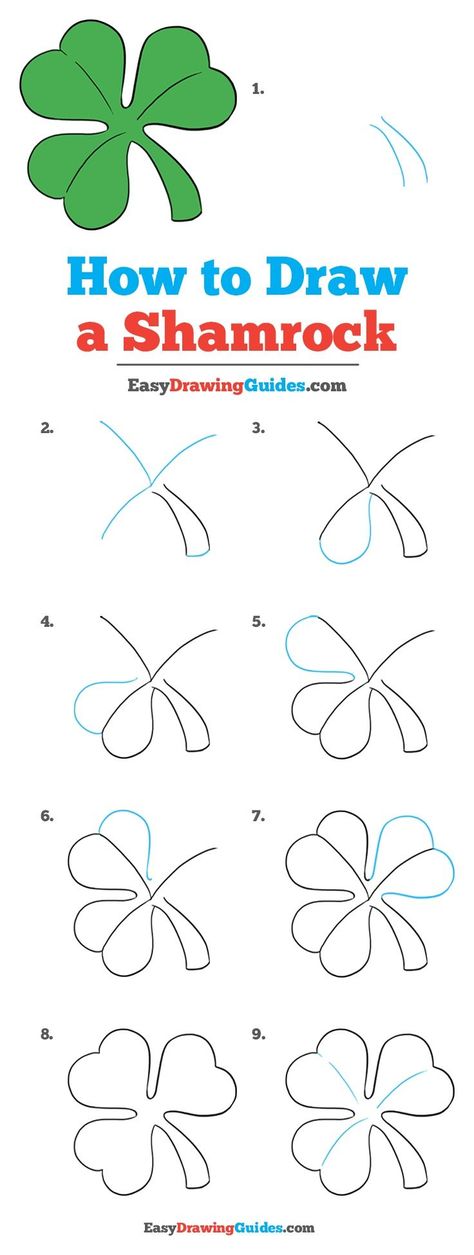 Learn How to Draw a Shamrock: Easy Step-by-Step Drawing Tutorial for Kids and Beginners. #Shamrock #drawingtutorial #easydrawing See the full tutorial at https://easydrawingguides.com/how-to-draw-a-shamrock/. Draw A Shamrock, Easy Drawing Guides, Drawing Guides, Flower Drawing Tutorials, Flower Drawings, Drawing Tutorials For Beginners, Easy Drawing Tutorial, Drawing Tutorials For Kids, Basic Drawing