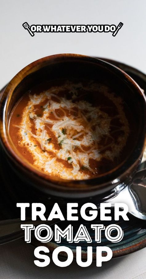 Traeger Tomato Soup (from scratch) Tomato Soup From Scratch, Smoked Dishes, Smoked Tomatoes, Outdoor Cooking Recipes, Tomato Soup Homemade, Canned Tomato Soup, Roasted Tomato Soup, Traeger Recipes, Smoked Cheese