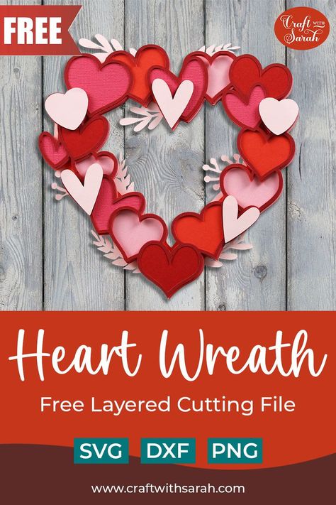 Make a beautiful Valentine’s Day paper wreath for the one you love with this free layered heart SVG file. Download this for free alongside a tutorial to make sure you you get position the hearts just right. A perfect beginner Cricut project. Valentines Day Paper Crafts Cricut, Cricut Projects For Valentines Day, Valentines Day Svg Free Files For Cricut, Circuit Valentine Projects, Cricut Wreath Ideas, Cricut Projects Valentines Day, Valentines Svg Free, Valentine Cricut Projects, Valentines Decor Diy