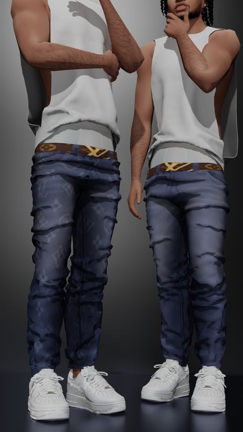 Sag Fit Jeans | Patreon Sims 4 Afro Hair, Black Sims, Sagging Pants, Afro Hair, Sims Mods, Sims 4 Cc, Sims 4 Custom Content, Sims 4 Mods, Sims 3