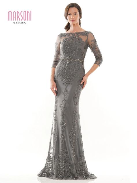 Marsoni Mother of the Bride Long Lace Dress 1123 | The Dress Outlet Long Lace Dress, Lace Evening Gowns, Unique Prom Dresses, Lace Dress Long, Versatile Dresses, Fit N Flare Dress, Mother Of The Bride Dresses, Elegant Dress, Fit And Flare Dress