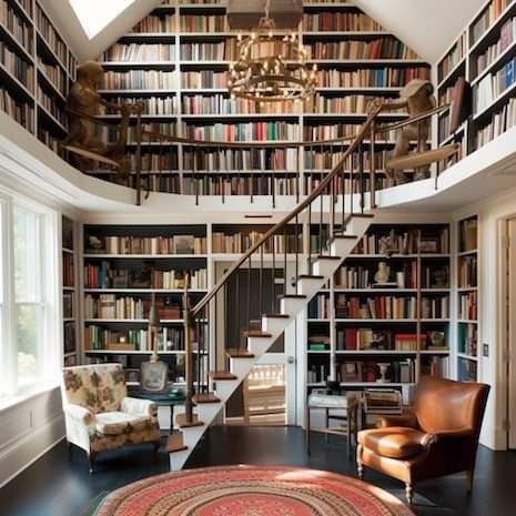 Dream House Library, Home Library Design Ideas, Dream Home Library, Reading Spaces, Bed Inspo, Beautiful Libraries, Dollhouse Library, Books Storage, Cabin Vibes