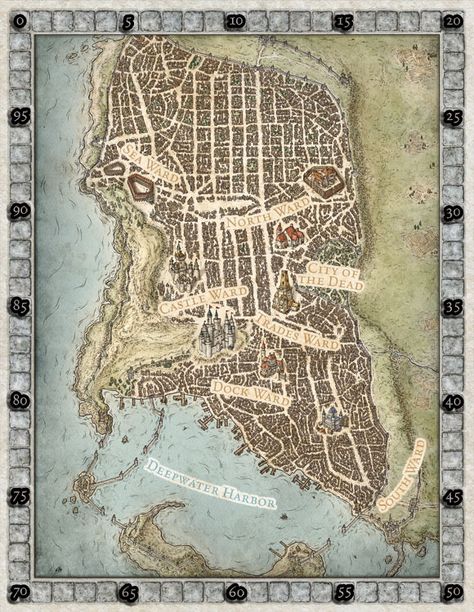 Map of Waterdeep Desert City Map Dnd, Maps Rpg, Dungeons And Dragons Books, Desert City, Fantasy City Map, Village Map, Dnd World Map, Fantasy World Map, Tabletop Rpg Maps