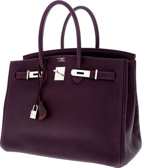 Luxury Accessories:Bags, Hermes Special Order Horseshoe 35cm Raisin & Orange H TogoLeather Birkin Bag with Palladium Hardware. ... Image #3 Hermes Special Order, Birkin Handbags, Balenciaga Handbags, Bag Obsession, Togo Leather, Handbag Heaven, Beautiful Handbags, Hermes Handbags, Crocodiles