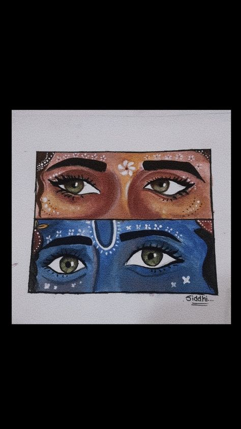 Not perfect but tried😶‍🌫️ Radha Krishna Mini Canvas Painting, Krishna Eyes Painting, Krishna Eyes, Radha Krishna Painting, Eyes Painting, Inspiration Painting, Krishna Radha Painting, Eye Painting, Radha Krishna Art