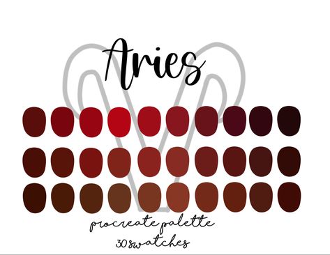 Aries Color Palette, Aries Color, Zodiac Signs Colors, Cool Color Palette, Hex Color Palette, Color Palette Challenge, Color Schemes Colour Palettes, Palette Art, Skin Color Palette