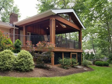 Covered Decks | Porches | Covered Patios | Pergola | Privacy Walls | Custom Lattice 2 Story Covered Deck Designs, Covered Patio Deck Ideas, Large Covered Deck Ideas, Back Deck Roof Ideas, A Frame Screened In Porch, Covered Decks Attached To House, Roof Over Deck Ideas, Covered Deck Off Back Of House, Cascading Deck