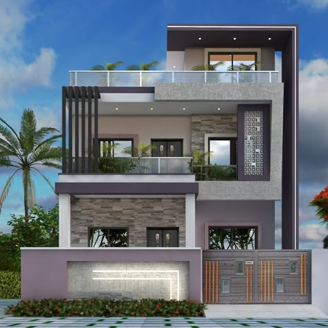 #frontelevation #3d #offer Best Elevation Design, Front Elevation Designs Modern, 3d Elevation Design, 20x30 House Plans, Indian House Exterior Design, Modern Elevation, Compound Wall Design, 3d Elevation, Indian House