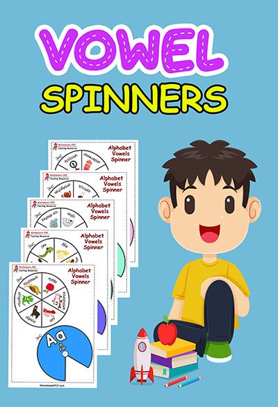 Vowel Spinners – Free Printables Alphabet Spinners Free Printable, Alphabet Wheel, Free Preschool Printables Alphabet, Sound Activities, Letter Sound Activities, Free Worksheets For Kids, Craft Printables, Alphabet Worksheets Kindergarten, Free Websites