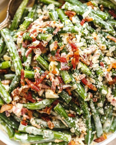 Green Bean Recipes: 6 Five-Star Green Bean Side Dish Recipes — Eatwell101 Thanksgiving Sides Easy, Side Dishes Ideas, Green Bean Side Dish Recipes, Easy Thanksgiving Side Dishes, Easy Thanksgiving Sides, Green Beans Side, Dishes Ideas, Green Beans Side Dish, Bacon Casserole