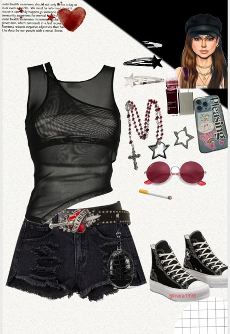 #festival #outfitparafestival #accesories #coachella #lolapaloza #recital #rock #aesthetic Outfit Recital, Recital Outfit, Rock Aesthetic, Rock Outfits, Rock Roll, Rock And Roll, Festival