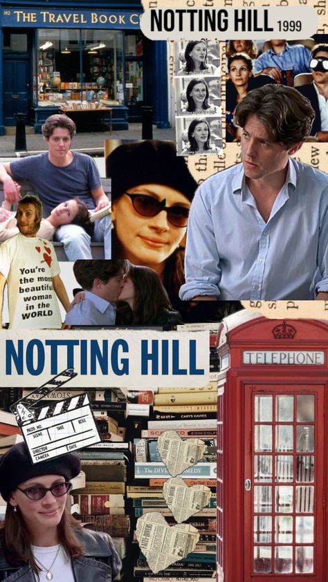 Notting Hill Movie Aesthetic Wallpaper, Notting Hill Movie, Cara Delevingne Hair, Romcom Movies, Live Love Life, Movie Collage, Anniversary Books, Notting Hill, 500 Days Of Summer