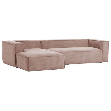 Features: -Materials: velveteen Corduroy fabric upholstery, steel legs.-Wide French stitching defines the contour of the sofa.-Generous size for the whole family.-Includes: 1 x sofa with chaise.-Note: a chaise refers to a sofa with a chaise on the side as you see it on the screen, not as you would be sitting on it.-Type: Sofa.-Primary Colour (Colour: Grey): Light Grey.-Primary Colour (Colour: Pink): Pink.-Comfort Level: Medium.-Frame Material: Timber -Frame Material Details: Particleboard & pine Modernist Moduler Pink Sofa, Pink Chaise, Corduroy Sofa, Sofa With Chaise, Pink Sofa, Soft Sofa, Timber Construction, Sofa Frame, Corduroy Fabric