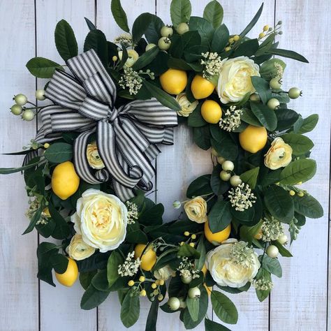 Fruit Wreath, Yellow Peonies, Pumpkin Garland, Wreath Wall Decor, Lemon Wreath, All Season Wreath, Hydrangea Wreath, Large Wreath, Thanksgiving Wreaths