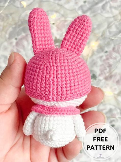 My Melody Pattern Crochet, Crochet Melody Free Pattern, My Melody Free Crochet Pattern, Crochet Patterns Sanrio, My Melody Amigurumi Free Pattern, Cinamoroll Crochet Pattern Free, Sanrio Amigurumi Free Pattern, Kuromi Amigurumi Free Pattern, My Melody Crochet Pattern Free