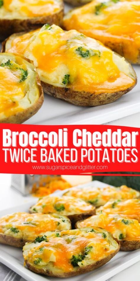 How to make Broccoli Cheddar Twice Baked Potatoes - a fun mash-up of two family favorite vegetable recipes, perfect for a delicious side dish or party appetizer Twice Baked Potatoes Recipe, Gluten Free Side Dish, Gluten Free Side, Broccoli And Cheddar, Potato Appetizers, Stuffed Baked Potatoes, How To Make Broccoli, Leftover Recipes, Gluten Free Sides Dishes