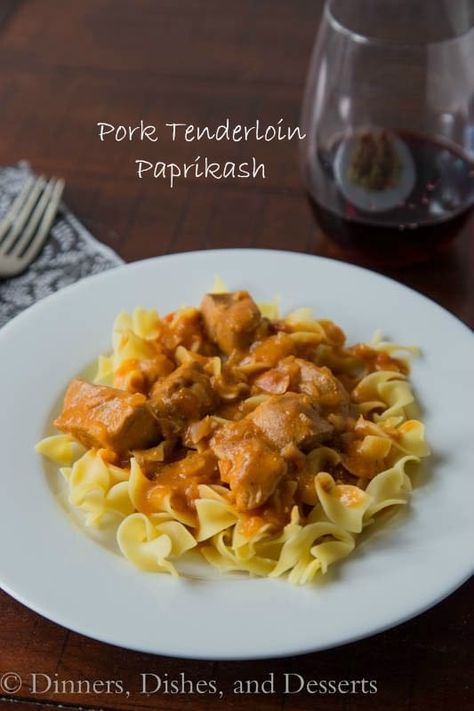 Pork Tenderloin Paprikash Pork Paprikash, Egg Noddles, Leftover Pork Tenderloin, Cooking Pork Tenderloin, Leftover Pork, Pork Dinner, Stuffed Pork Tenderloin, Pork Shoulder, Leftovers Recipes