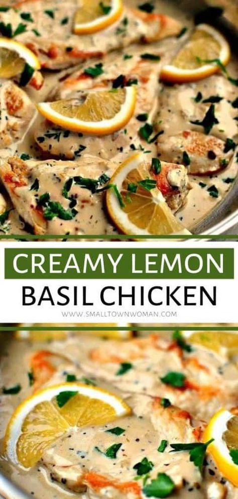 Lemon Basil Chicken, Basil Recipes, One Skillet, Meat Dinners, Basil Chicken, Lemon Basil, Lemon Sauce, Skillet Chicken, Healthy Easy