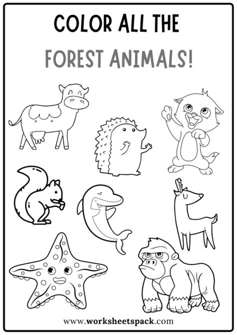 Activity sheets - worksheetspack Forest Animal Books For Preschool, Forest Animal Worksheets, Forest Animals Preschool Activities Free Printables, Forest Animal Worksheets Preschool, Forest Worksheets For Kids, Forest Animals Activities For Kids, Forest Animals Preschool Activities, Preschool Forest Animals, Forest Worksheet