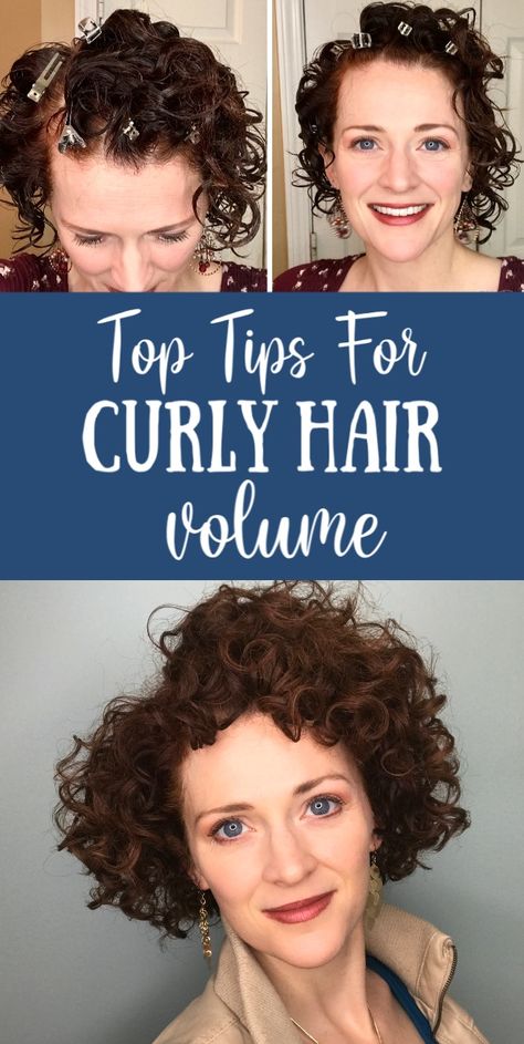 Get big volume with your curly hair with these simple 4 tips! via @MerryMessyLife Tips For Curly Hair, Short Hair Cuts For Round Faces, Fine Curly Hair, New Short Haircuts, Curly Hair Videos, Big Curly Hair, Bangs Curly, Hair Volume, Haircuts For Curly Hair