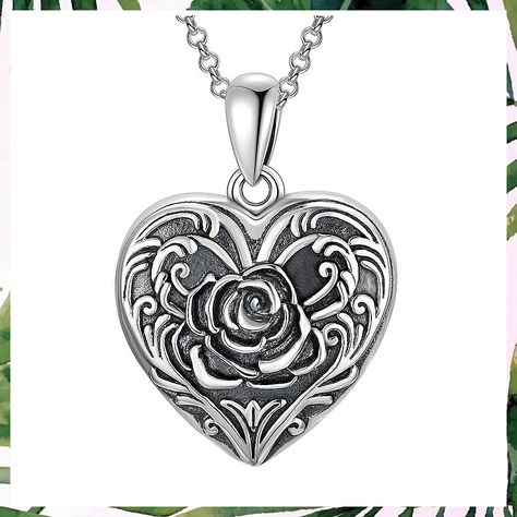 SOULMEET Sunflower Rose Heart Shaped Locket Necklace That Holds Pictures Photo Keep Someone Near to You Sterling Silver/Gold Daisy Heart, Heart Shaped Locket, Picture Locket, Picture Necklace, Rose Heart, Heart Locket Necklace, Jewelry Lockets, Jewelry Picture, Photo Locket