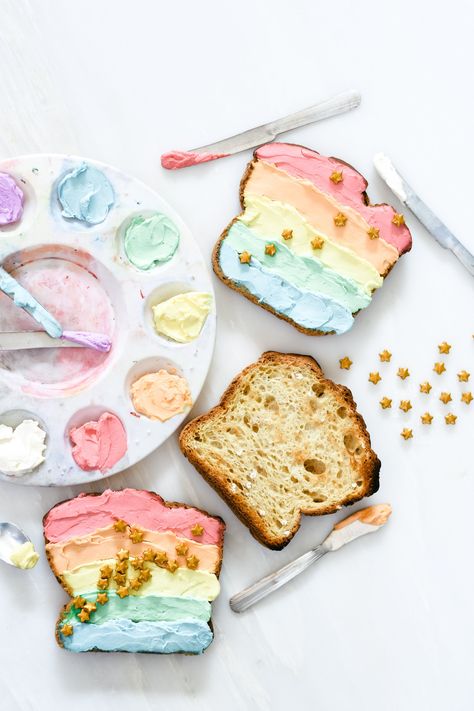 Rainbow Toast, Cream Cheese Toast, Cousin Camp, Gluten Free Brands, Dairy Free Cream Cheese, Star Sprinkles, Kids Work, Fun Lunch, Cheese Toast