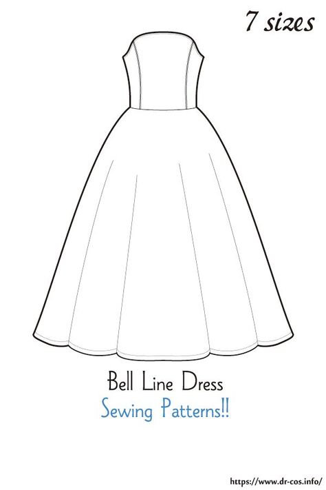 This is the pattern of Bell Line Dress. cm size(A4 size) Children's-140/Ladies'-S,M,L,LL/Men's-L,LL At present, only Japanese. Added the number of fabric meters required for each size Beginner Sewing Projects Learning, Belle's Dress, Princess Dress Pattern, Belles Dress, Mood Patterns, Princess Dress Patterns, Dress Sewing Patterns Free, Sewing Patterns Free Women, Drawing Legs