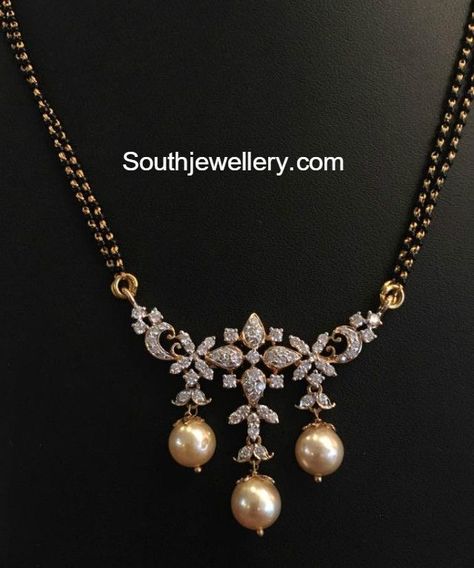 Mangalsutra Chain, Black Beads Mangalsutra, Black Beads Mangalsutra Design, Diamond Pendants Designs, Gold Jewelry Simple Necklace, Gold Mangalsutra Designs, Beautiful Gold Necklaces, Diamond Pendants, Gold Pendant Jewelry