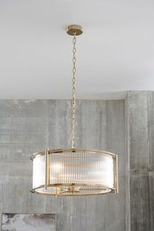 Hall Lighting, Brass Ceiling Light, Reeded Glass, Lounge Lighting, Fancy Lights, Ceiling Lights Living Room, 3 Light Chandelier, Chandelier Bedroom, Interior Modern