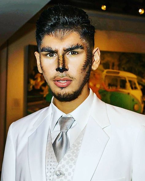 Men’s Werewolf Makeup, Diy Werewolf Makeup Men, Werewolf Makeup Men Easy, Werewolf Makeup Men, Wolf Costume Mens, Wolf Makeup Male, Wolf Makeup Man, Werewolf Makeup, Beard Makeup