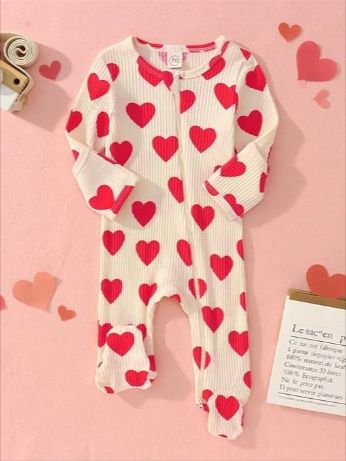 Newborn Infant Baby Girls Valentine's Day Romper Long Sleeve Bodysuit Cute Heart Print Ribbed Onesie Jumpsuit Baby Girl Valentines Day Outfit, Valentines Onesie Boy, My First Valentines Day Onesie Boys, Valentines Day Onesie, Romper Long Sleeve, Newborn Girl Pajamas, Girls Valentines, Cute Heart, Long Sleeve Romper