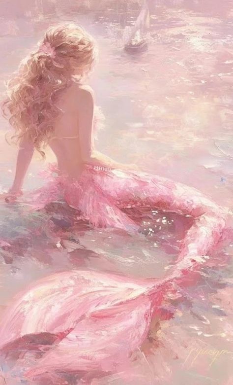 Mermaid Art Aesthetic, Siren Art Beautiful, Pretty Siren Art, Siren Painting, Mermaid Aesthetic Pink, Mermaid In Water Drawing, Siren Wallpaper, Water Nymph Art, Mermaid Aesthetic Wallpaper