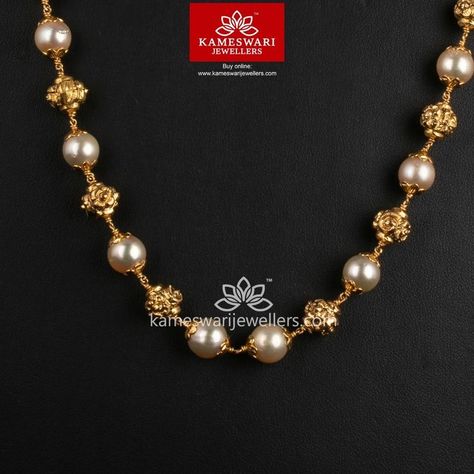 Pearl Chain With Pendant, Mango Necklace, Kameswari Jewellers, Pearl Mala, Chain With Pendant, Neck Pieces Jewelry, Antique Necklaces Design, Bridal Jewelry Vintage, Fancy Jewelry Necklace