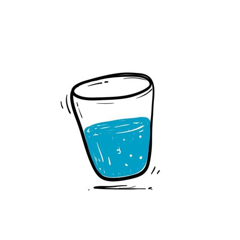 Glass Water Drawing, Drink Water Doodle, Water In Glass Drawing, Water Icon Aesthetic, Glass Of Water Illustration, Glass Of Water Drawing, Drinking Water Illustration, Water Doodles, Drinking Water Drawing