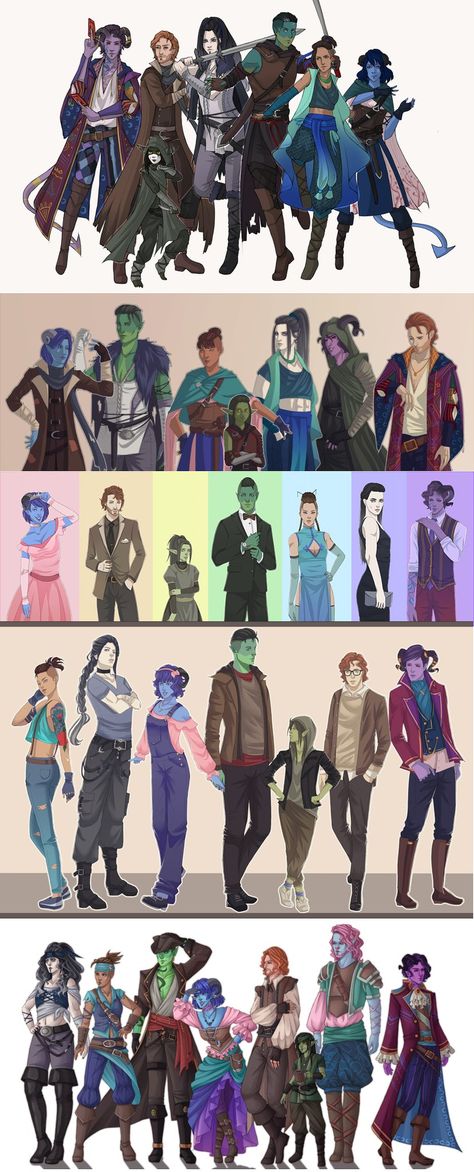 Switch-a-roos and costumes. The Mighty Nein. Critical Role. Modern Mighty Nein, Might Nein Fanart, Lord Eshteross Critical Role, Frumpkin Critical Role, Critical Role Jester And Fjord, Mighty Nine Critical Role, Mighty Nein Wallpaper Phone, Critical Role Campaign 3 Fanart, Mighty Nein Fanart