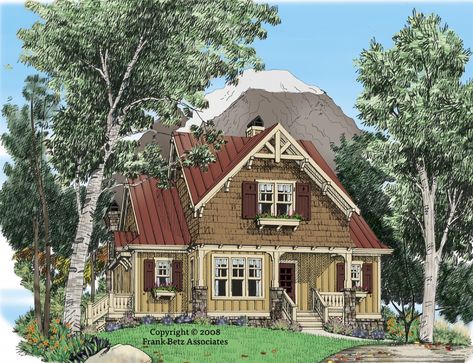 Wind River House Plan - This gorgeous mountain cottage is ideally found by a lake or tucked high away in the mountains. River House Plans, Frank Betz, Wind River, Mountain Cottage, River House, House Floor, Cozy Nook, New Home Designs, Small House Plans